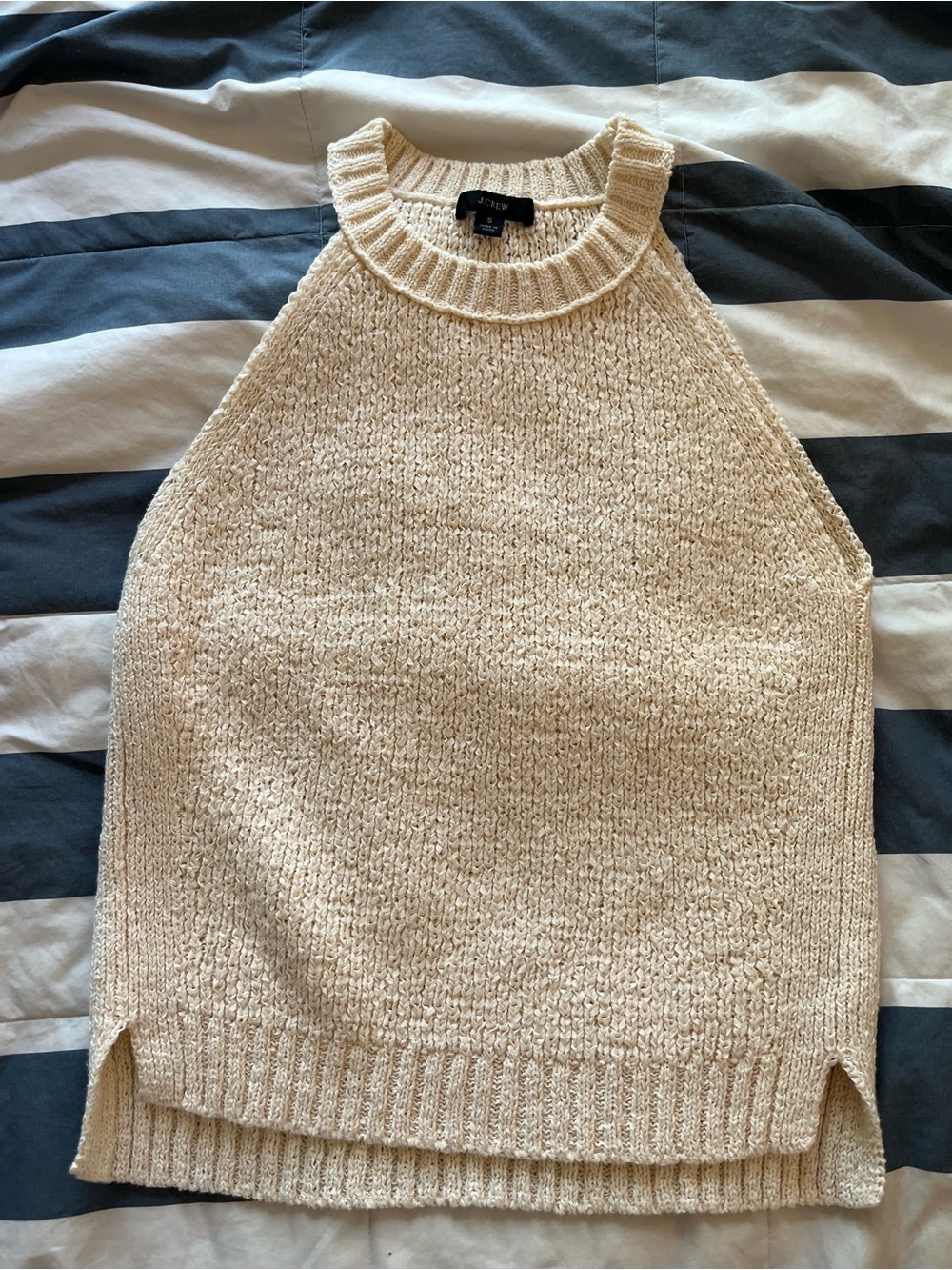 J Crew ivory ribbon knit halter sweater - S